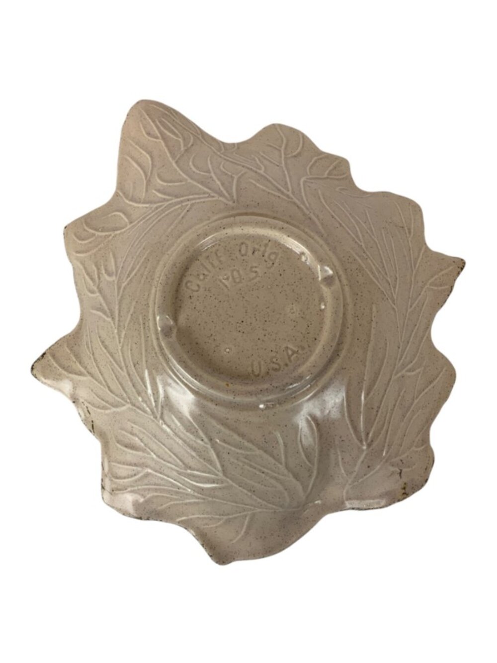 Vintage California Pottery Leaf-Shaped Bowl Pink Gold Trim 105 Mid Century USA - Picture 6 of 7